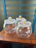 Set of 3 plastic Storage Jars with Decorative Lids