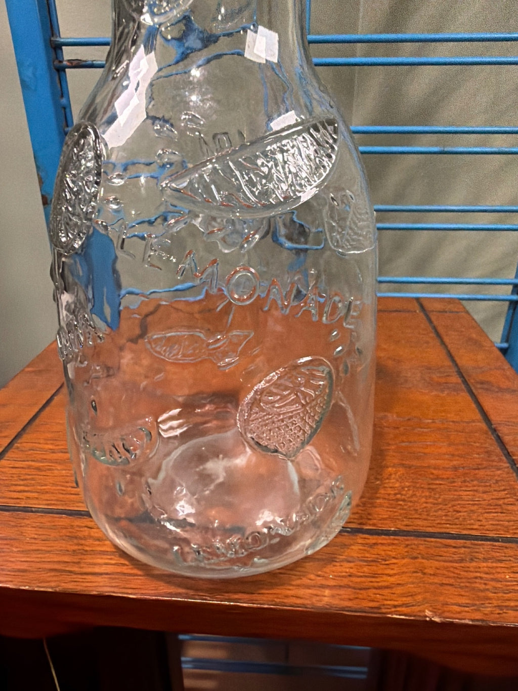 Clear Glass Lemonade Jug with Embossed Citrus Design