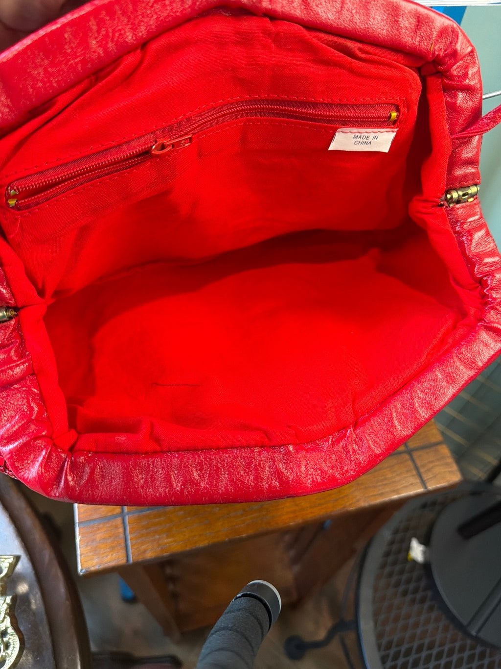 Red Sequin Evening Shoulder Bag with Bow Accent