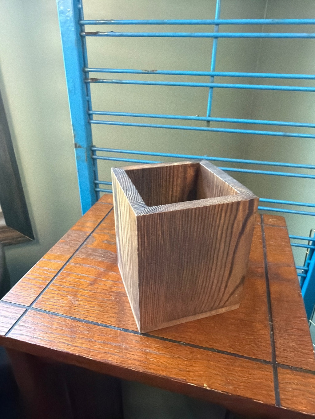 Rustic Wooden Square Pencil Holder Organizer