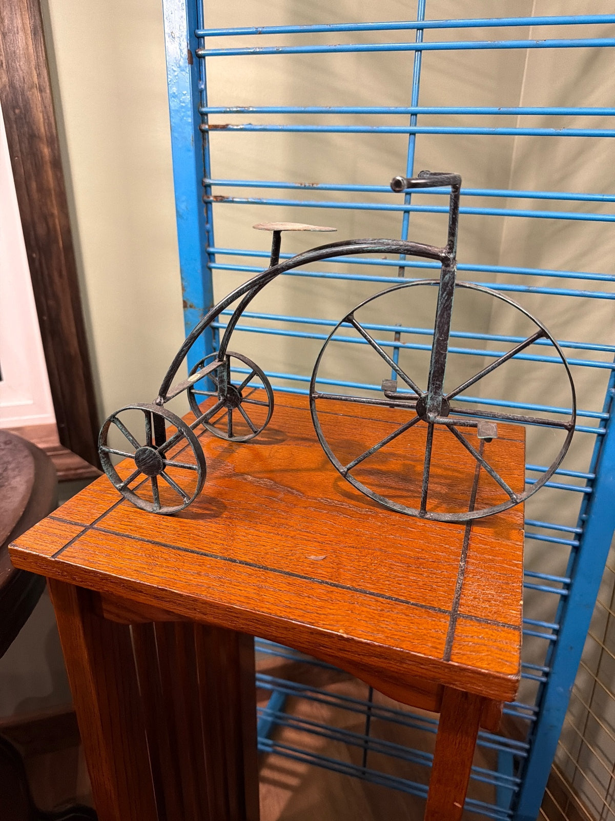Vintage Style Metal Tricycle Candle Holder