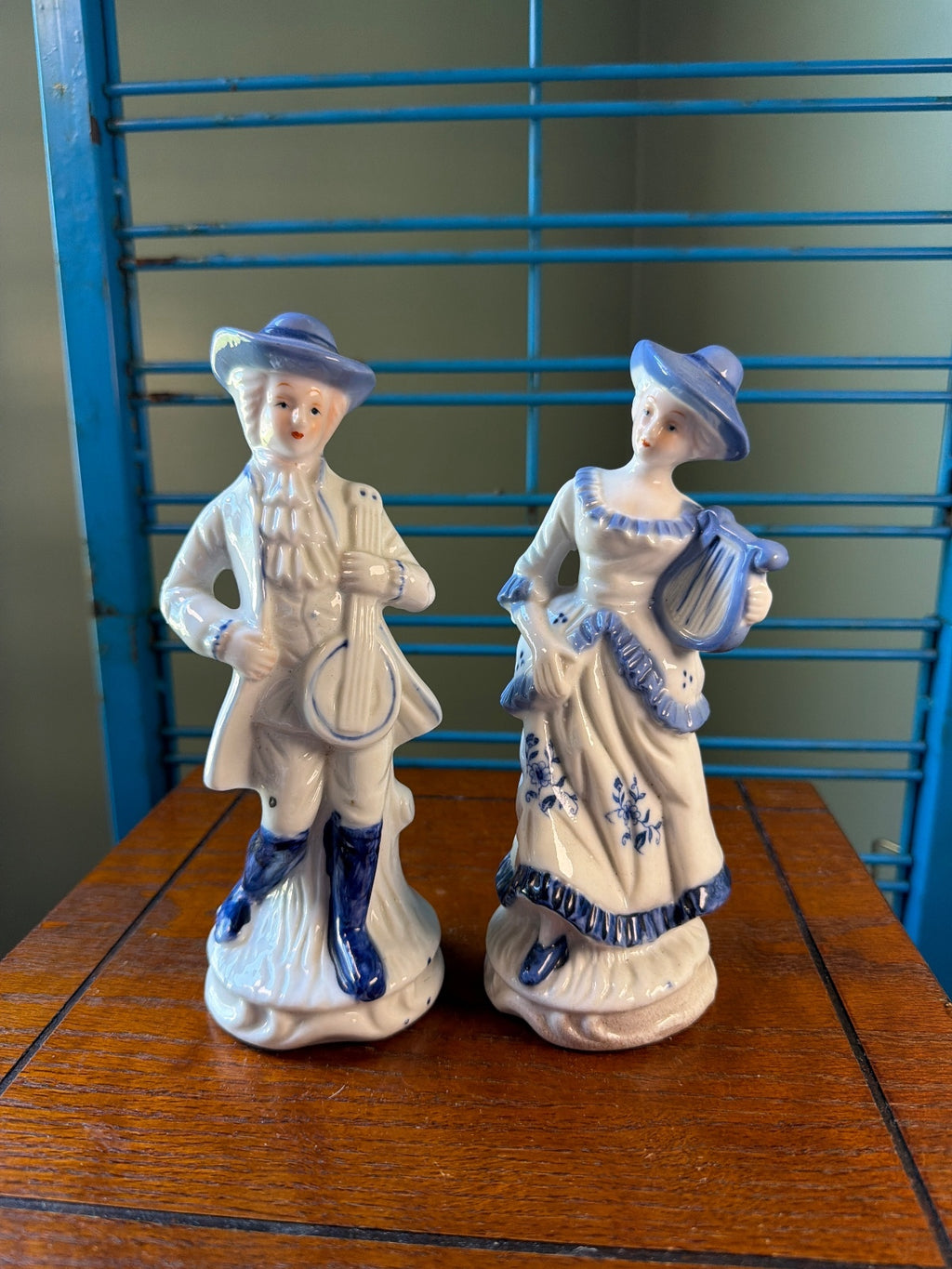 Vintage Porcelain Figurines of 18th Century Couple Playing Instruments