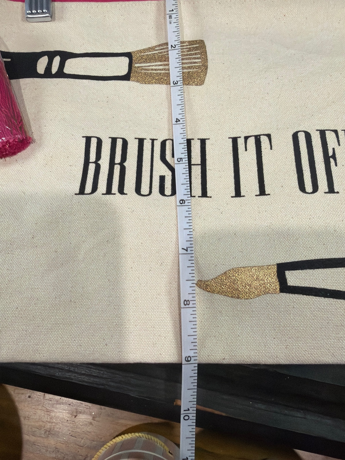 Mud Pie Brush It Off Canvas Makeup Bag with Tassel