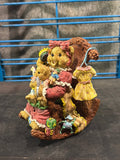 Vintage Teddy Bear Family Music Box Figurine with Rocking Chair