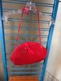 Red Sequin Evening Shoulder Bag with Bow Accent