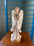 Decorative Ceramic Angel Figurine with Gold Accents