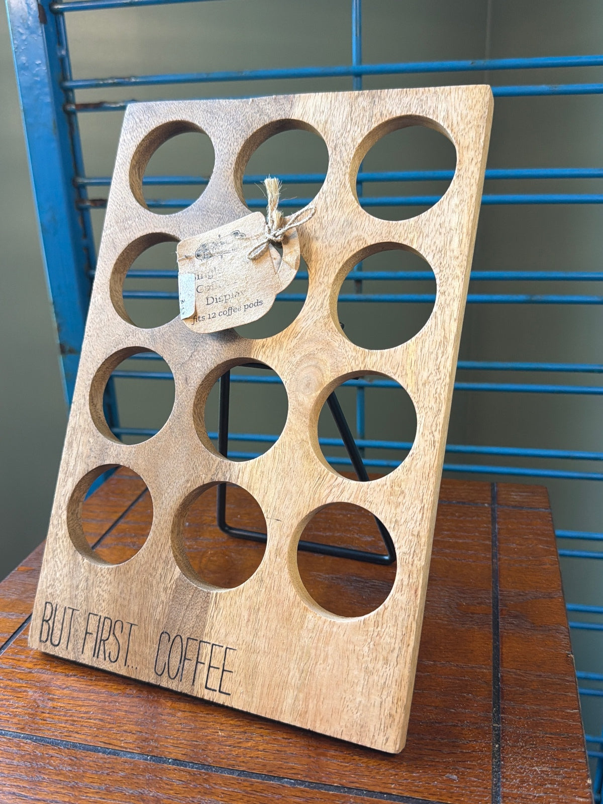 Dipsia Wooden Coffee Pod Holder 12-Cup Stand with 'But First, Coffee' Text