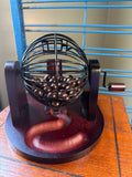 Vintage Wooden and Metal Bingo Cage with Numbered Balls