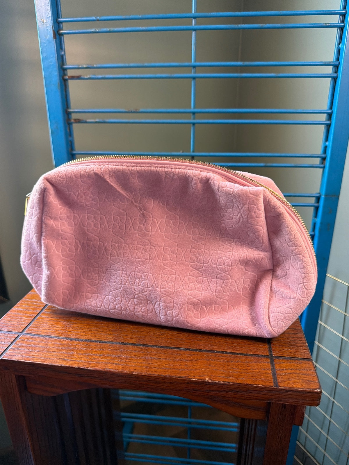 Kendra Scott Pink Embossed Leather Cosmetic Bag