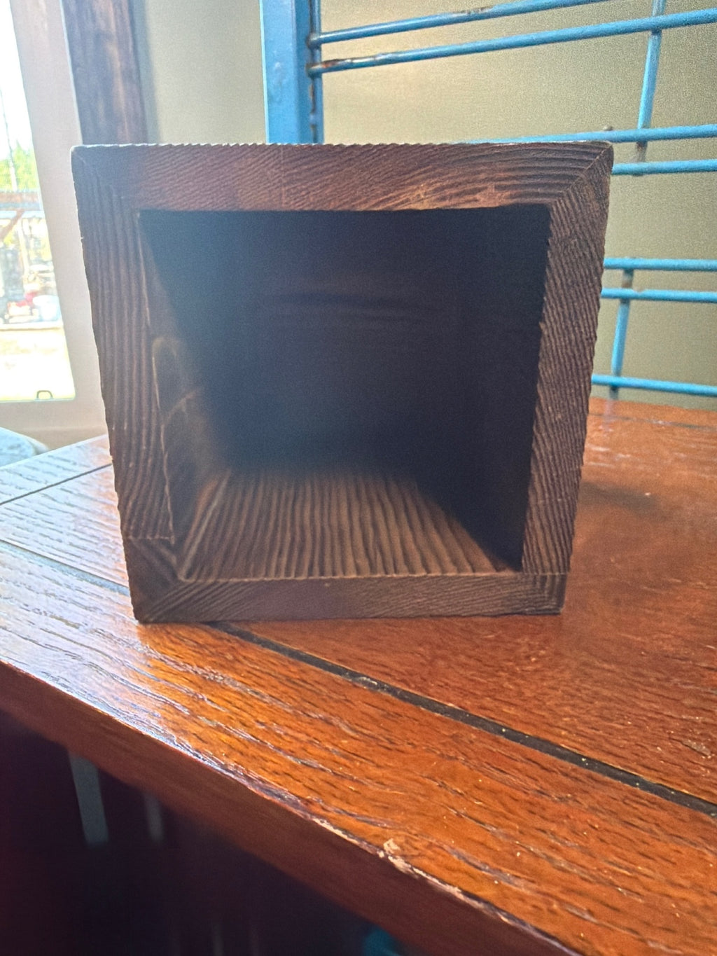 Rustic Wooden Square Pencil Holder Organizer