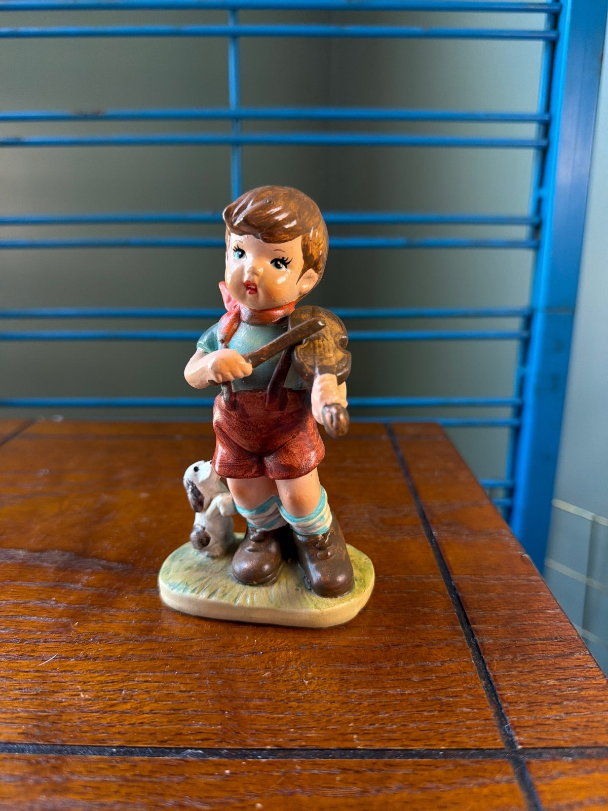 Vintage Hummel Figurine Boy Playing Violin with Dog 1980 Christmas Gift
