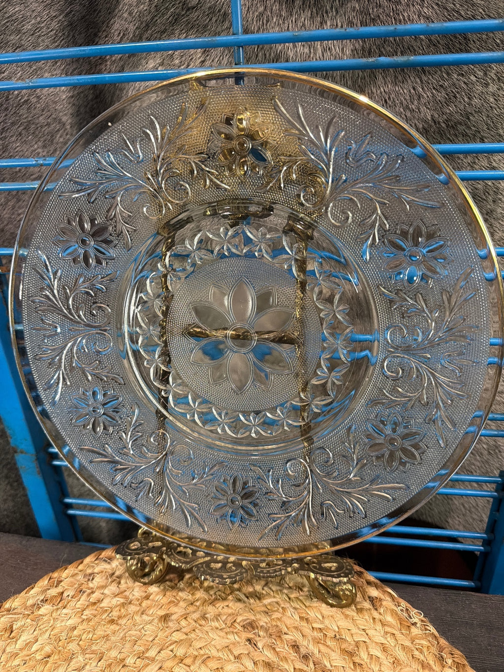 Vintage Anchor Hocking clear “sandwich” pattern plate