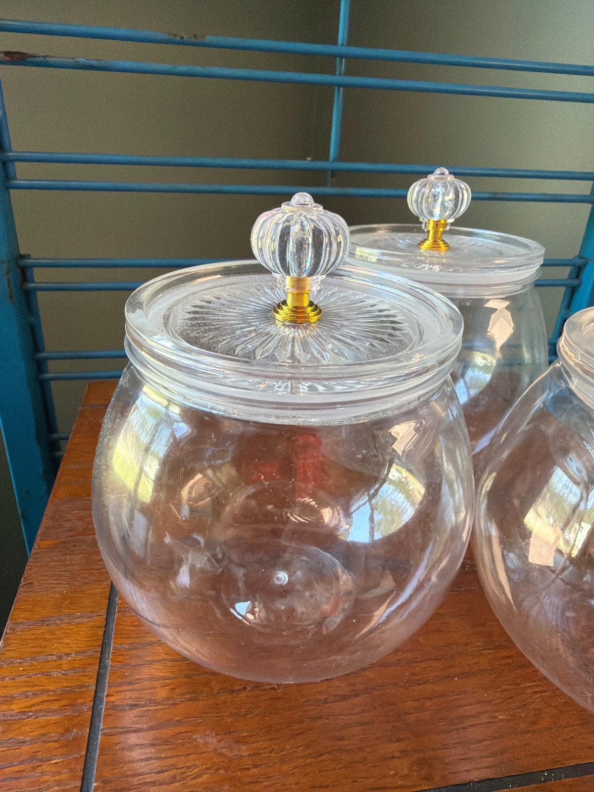 Set of 3 plastic Storage Jars with Decorative Lids