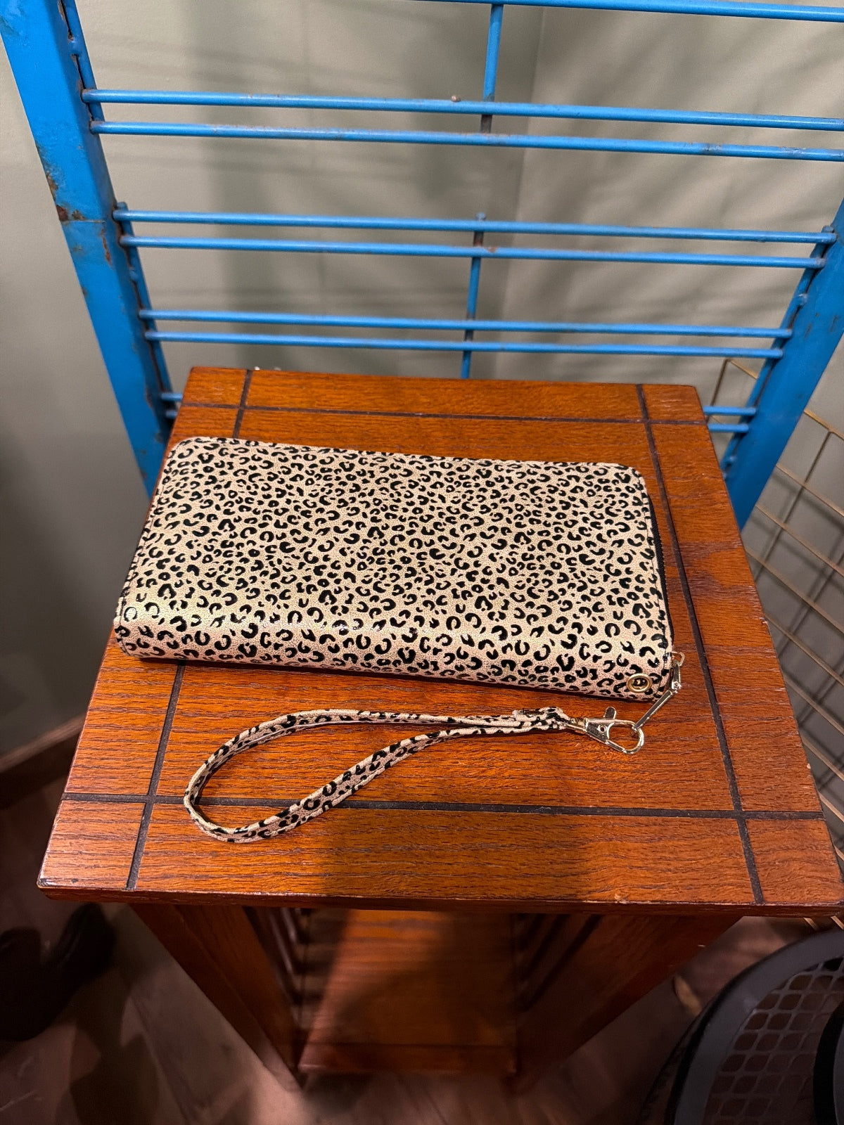 Leopard Print Zip-Around Wristlet Wallet
