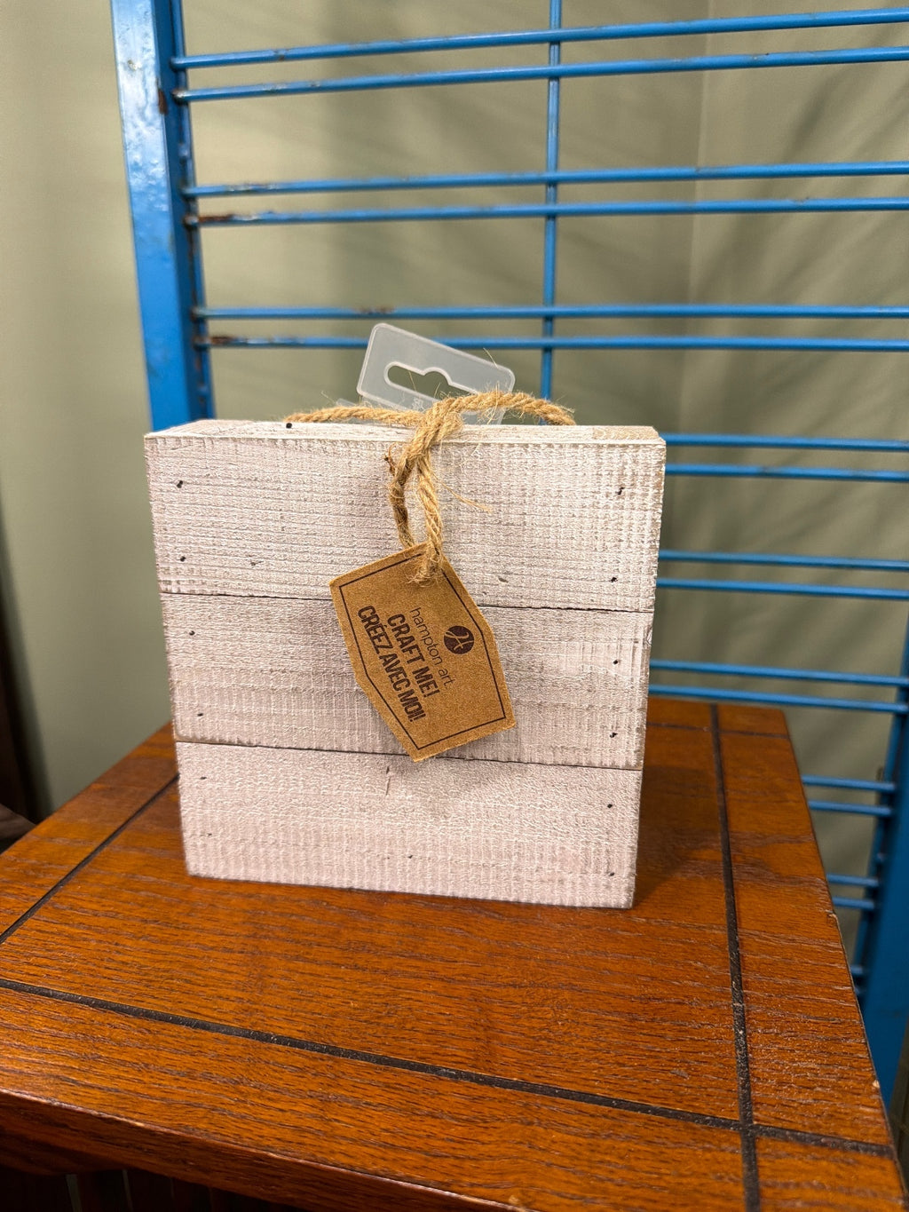 White Wooden Hanging Basket Planter with Rope Handle