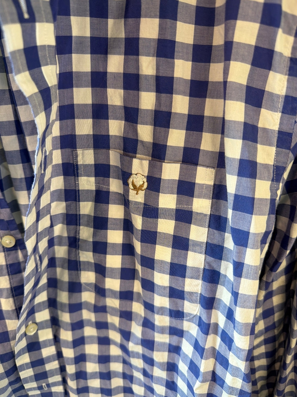Cotton Brothers Blue and White Check Button-Up Shirt