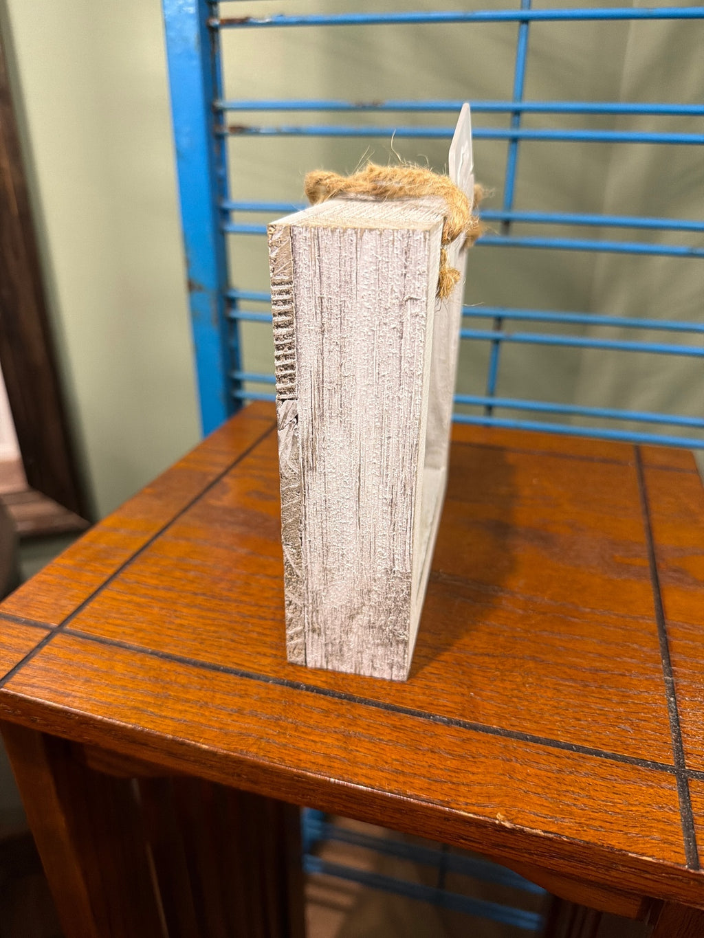 White Wooden Hanging Basket Planter with Rope Handle