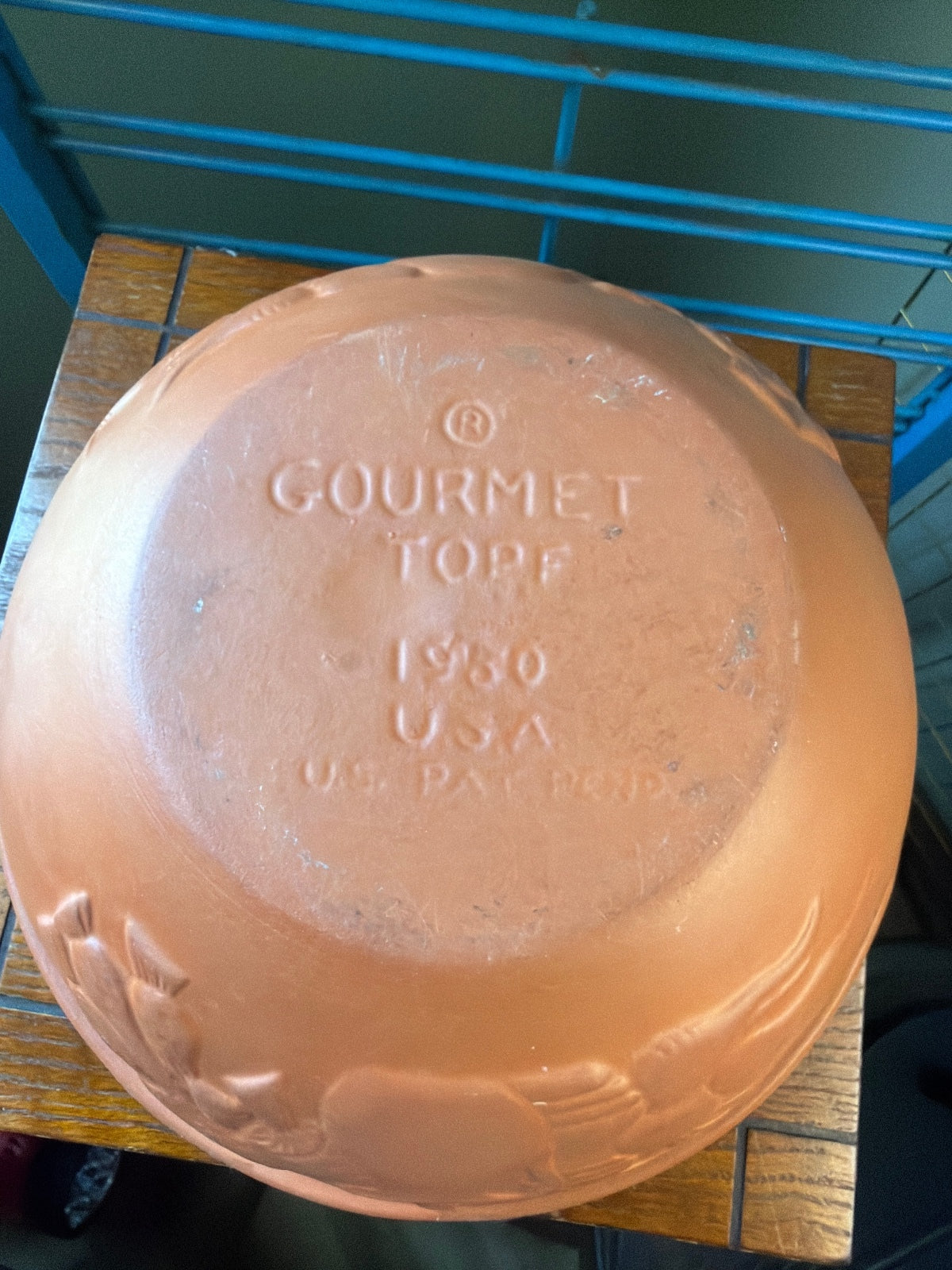 Vintage 1980 Gourmet Topf Terracotta Chip and Dip Serving Bowl