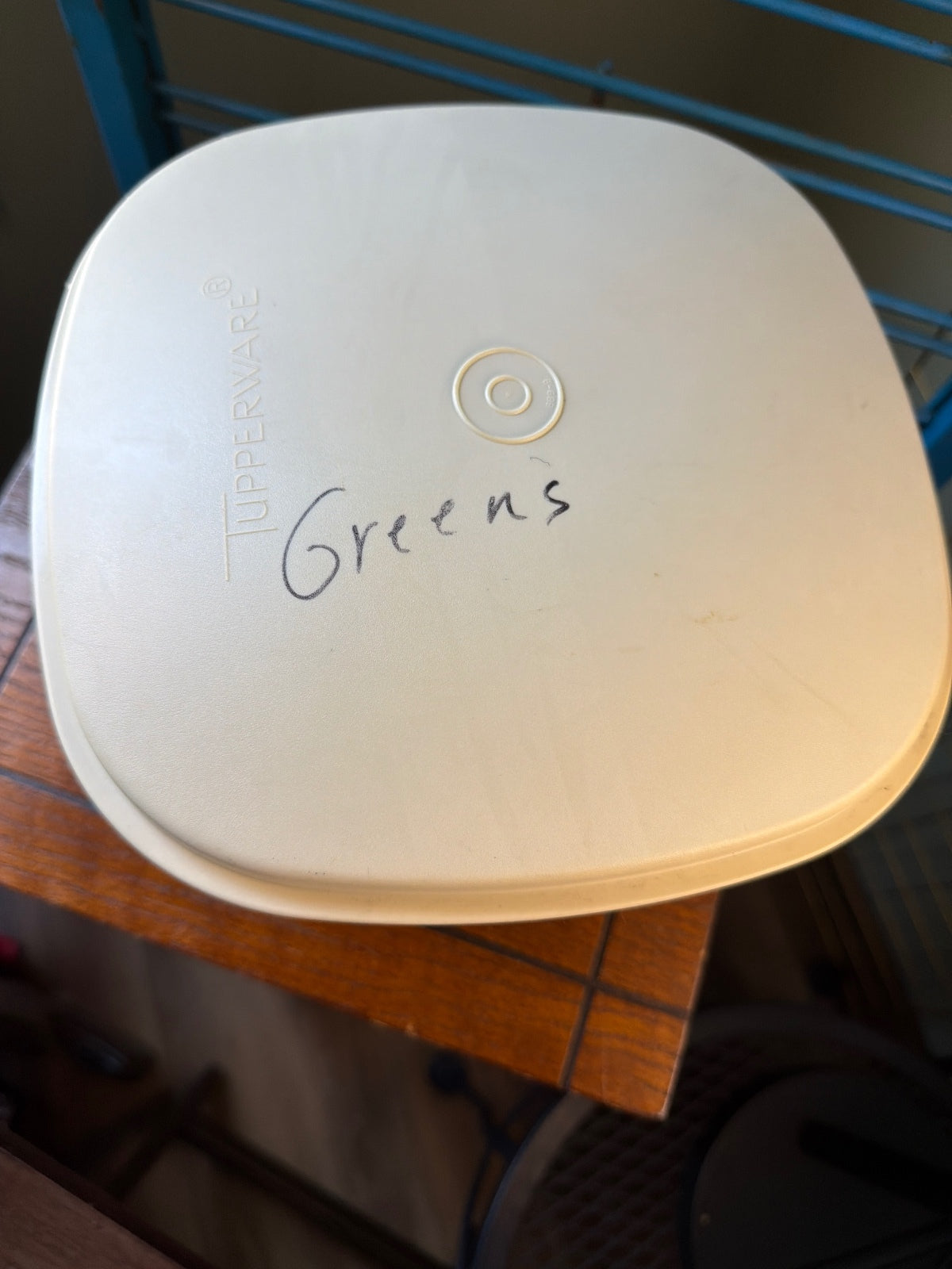 Vintage Tupperware Yellow and Cream Square Container with Lid and Colander