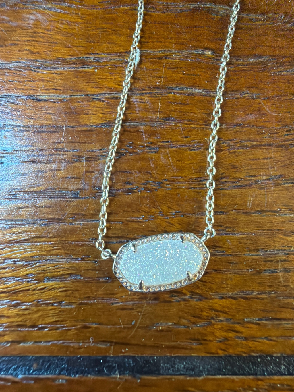 Kendra Scott Elisa Gold Necklace with White Drusy Stone
