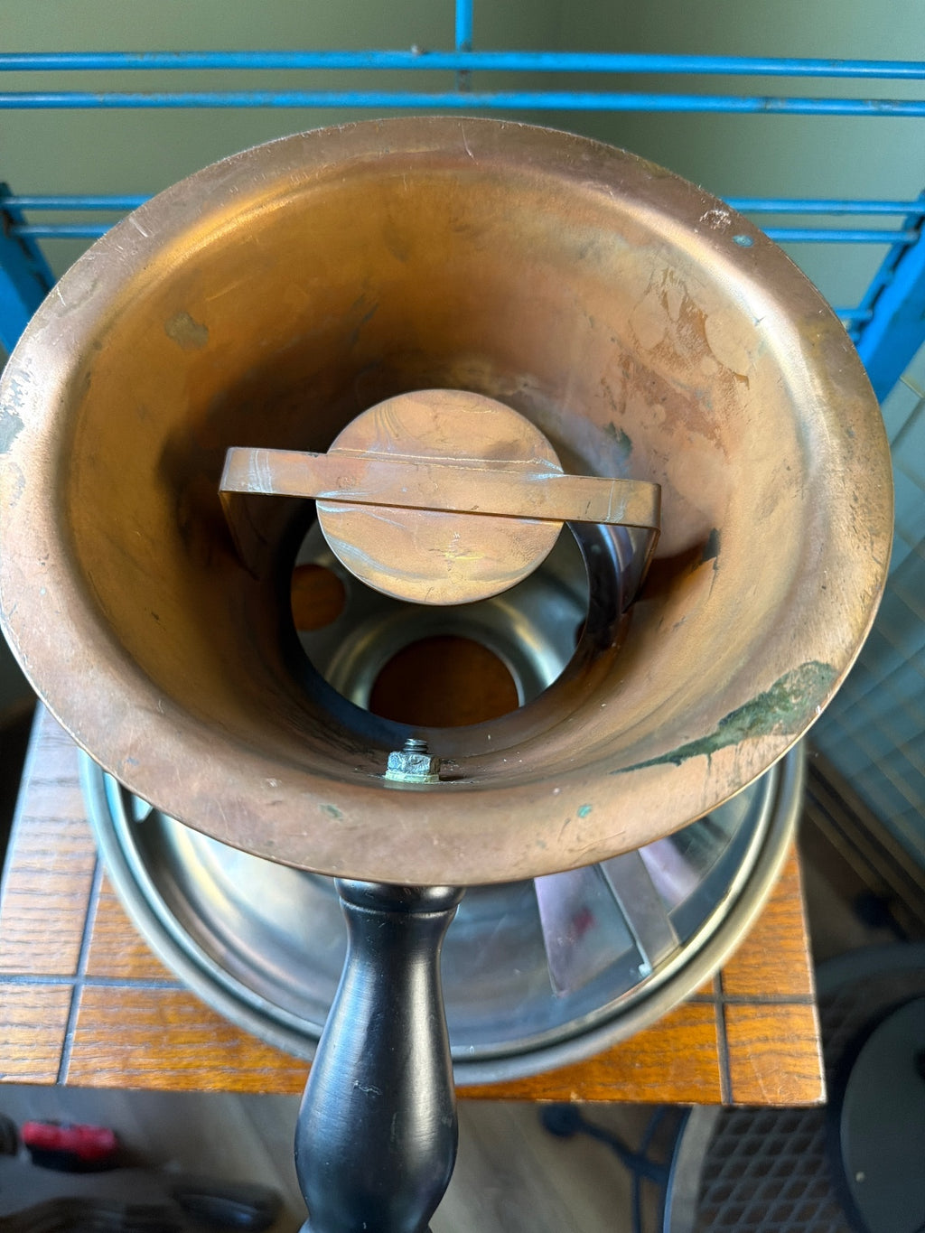Vintage Copper Stove Pipe with Handle and Ventilation Cover