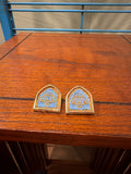 Pair of Vintage Blue and Gold Embroidered Lapel Pins