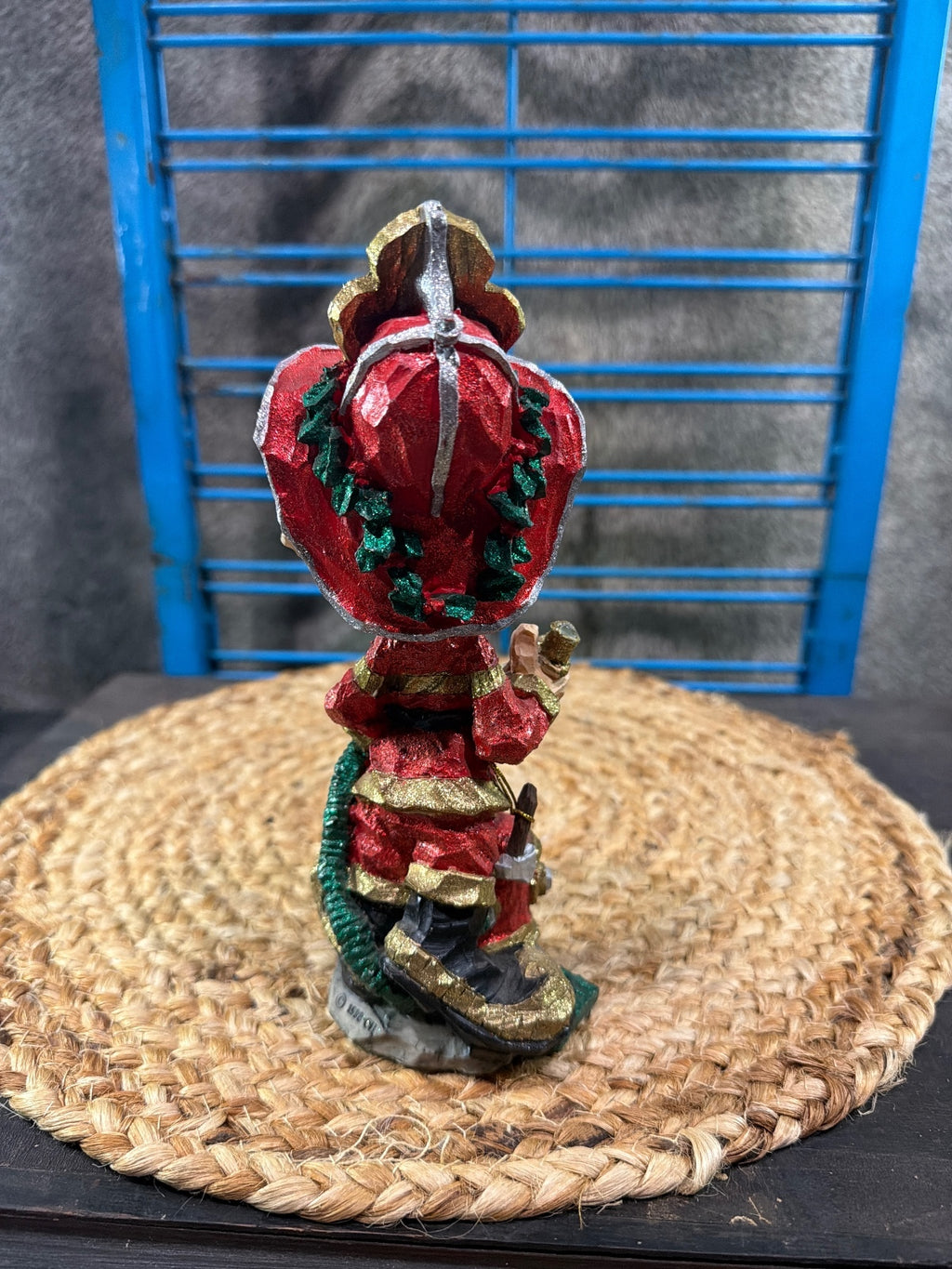 Vintage Hand-Carved Wooden Firefighter Figurine Sculpture