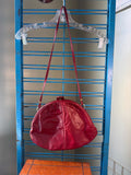 Vintage Red Leather Shoulder Bag with Snap Closure