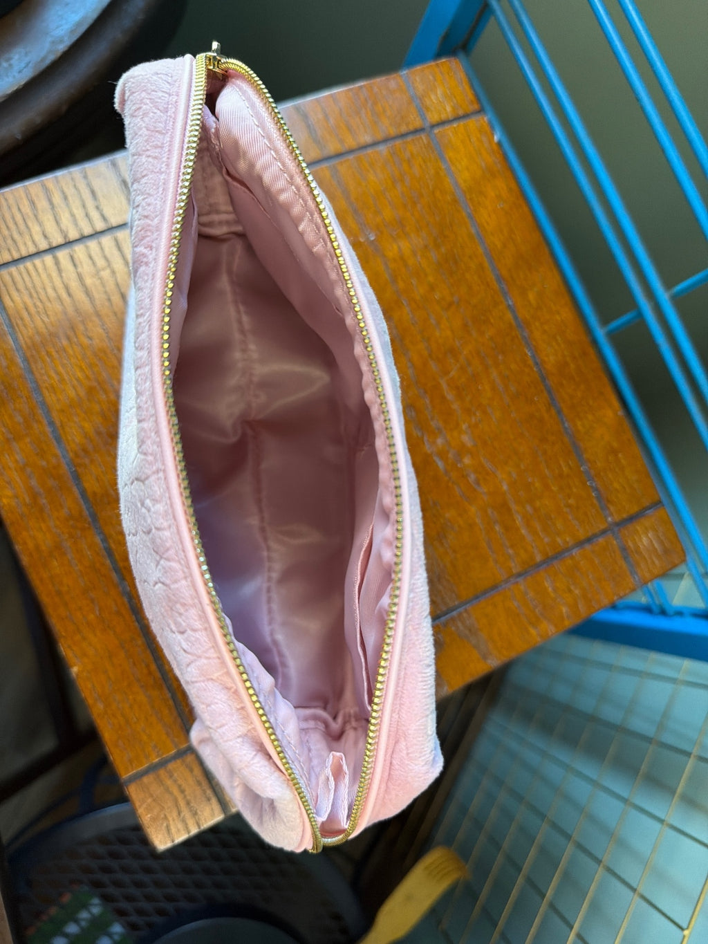 Kendra Scott Pink Embossed Leather Cosmetic Bag
