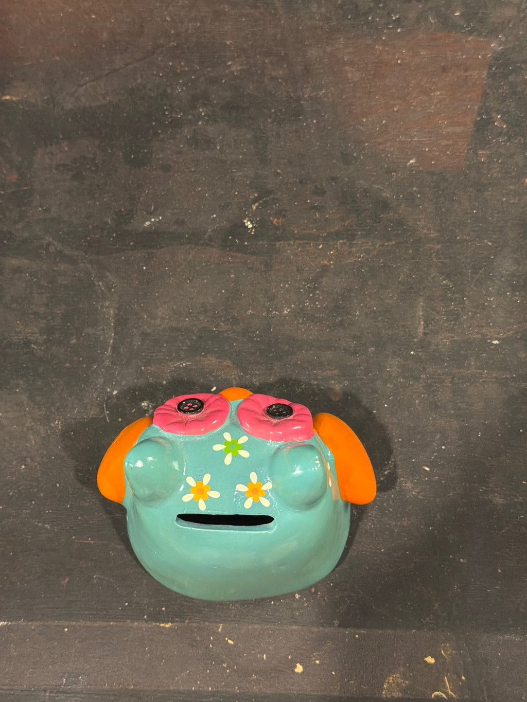 Hand-Painted Ceramic Owl Coin Bank with Floral Design