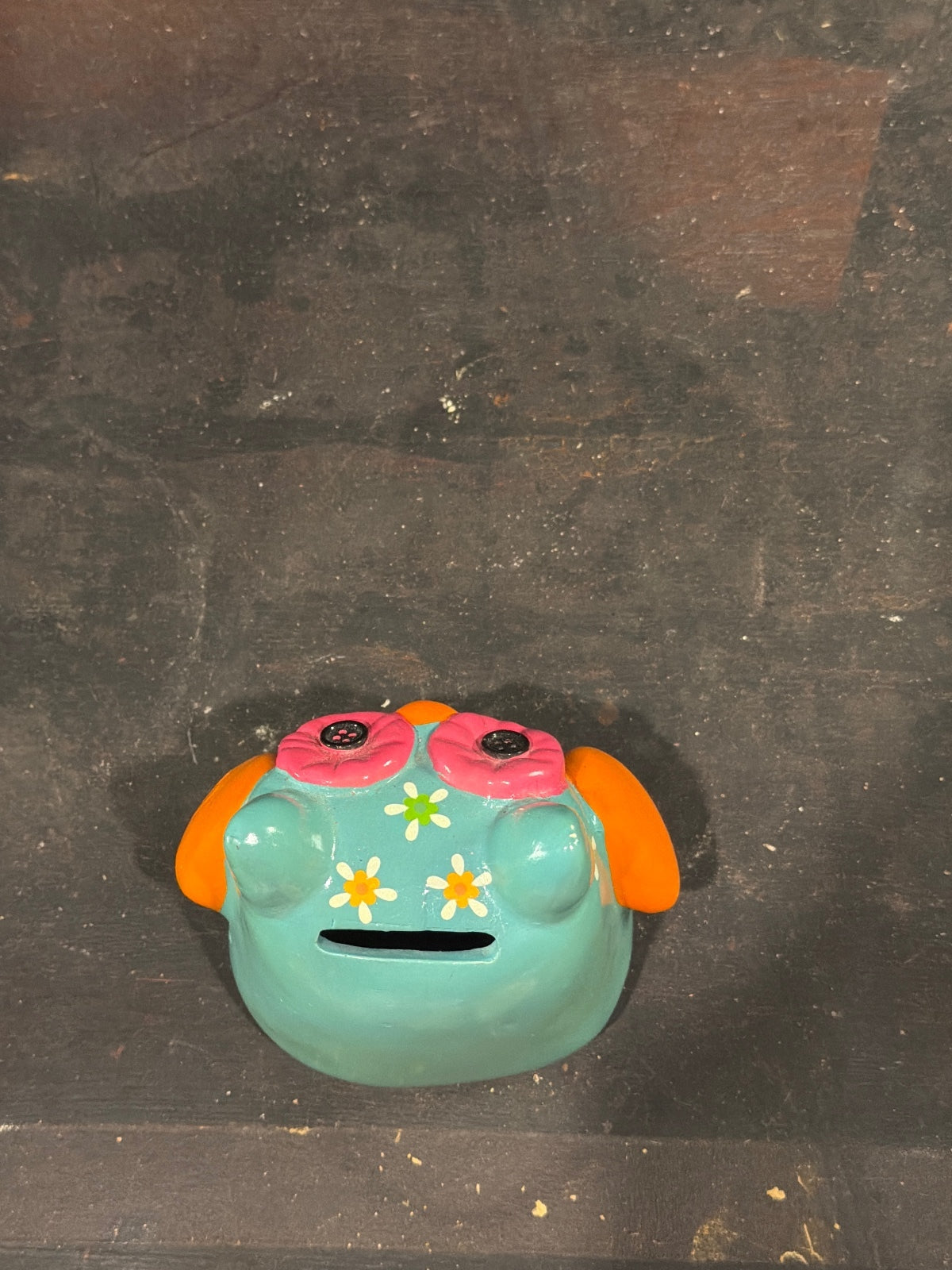 Hand-Painted Ceramic Owl Coin Bank with Floral Design