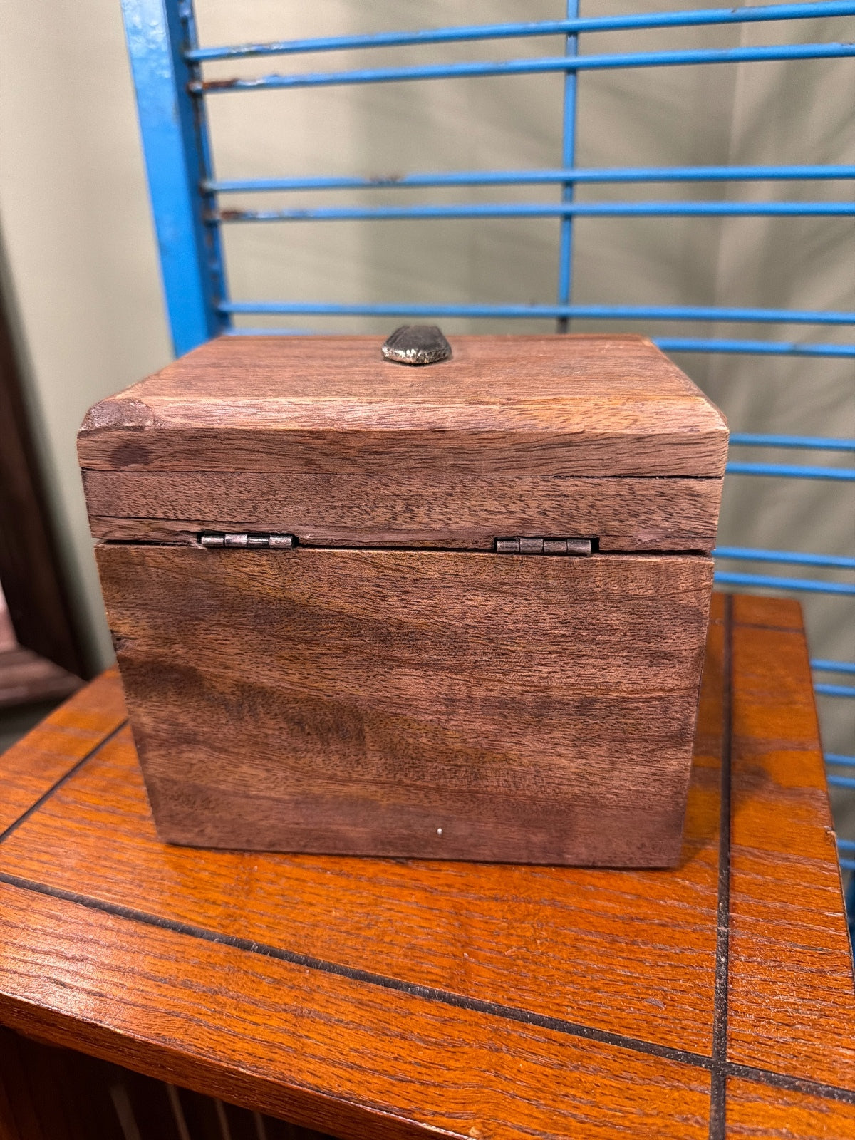 Wooden Recipe Box with Metal Spoon Handle