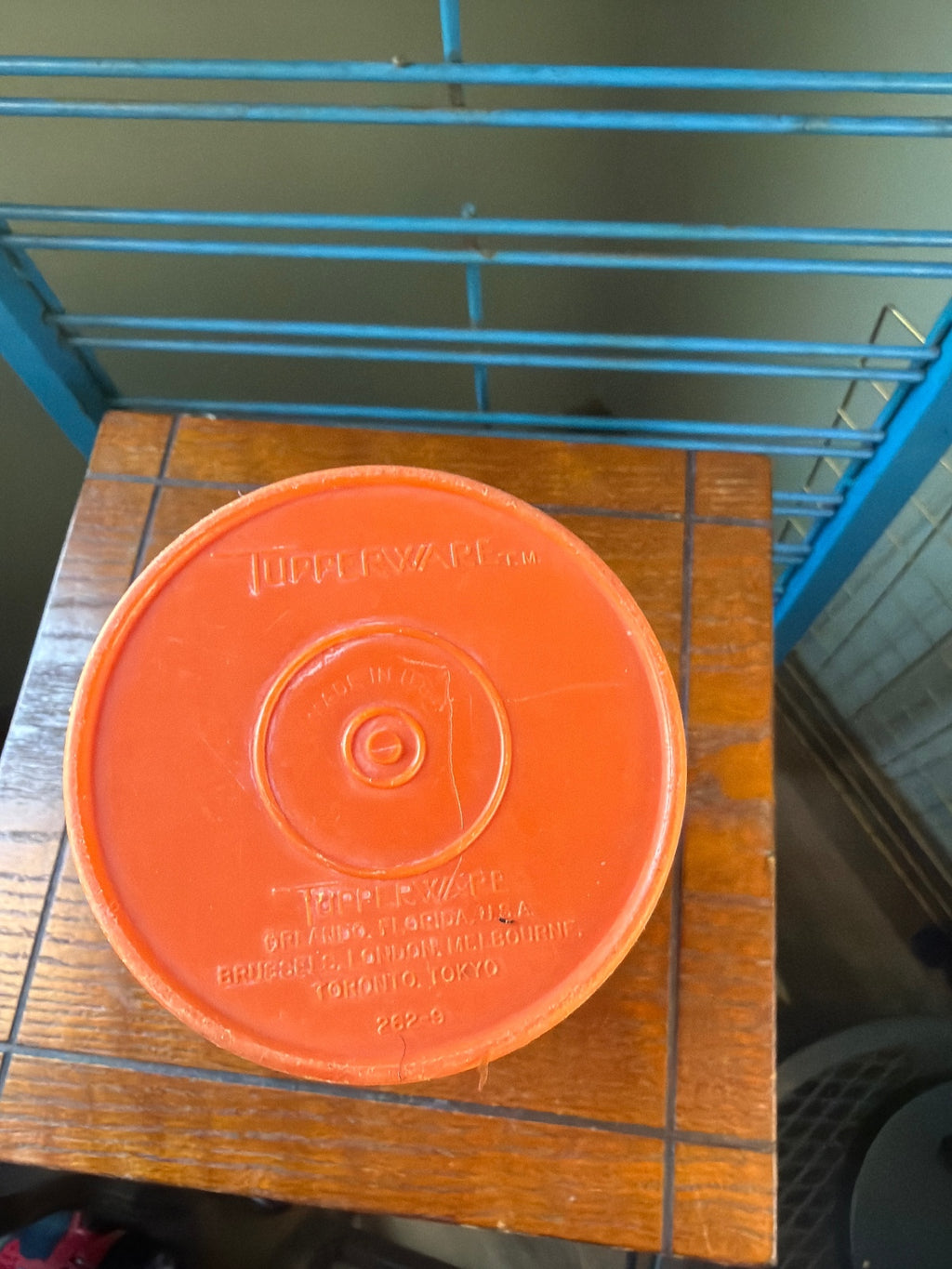 Vintage Tupperware Orange Tall Pitcher with Lid