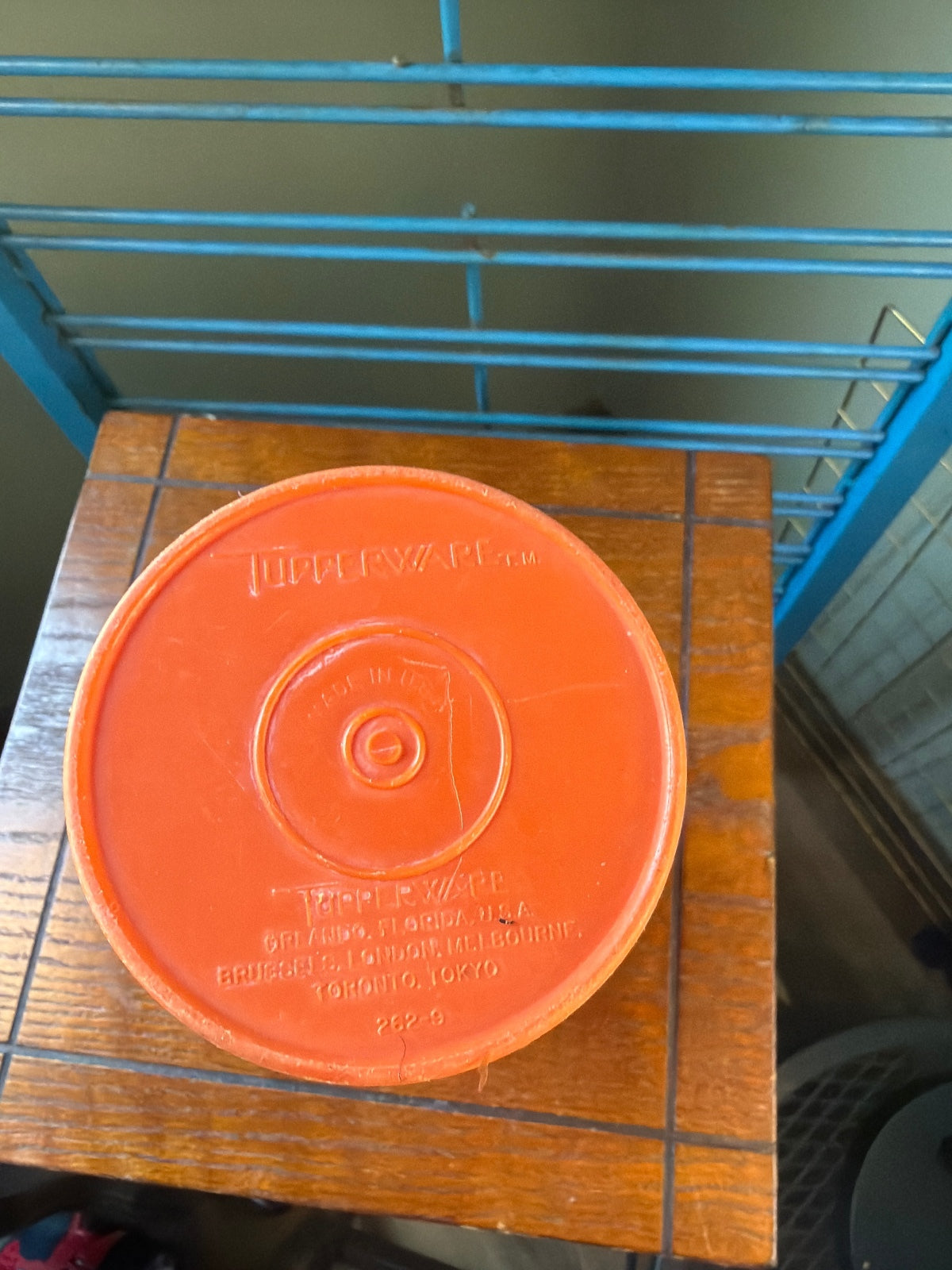 Vintage Tupperware Orange Tall Pitcher with Lid
