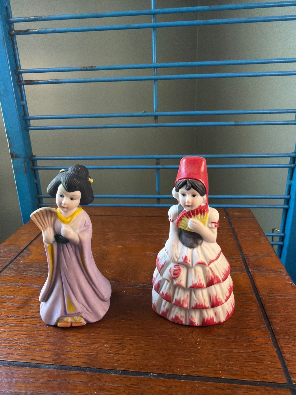 Vintage Flamingo Porcelain Figurines Set of 2 - Asian and European Ladies