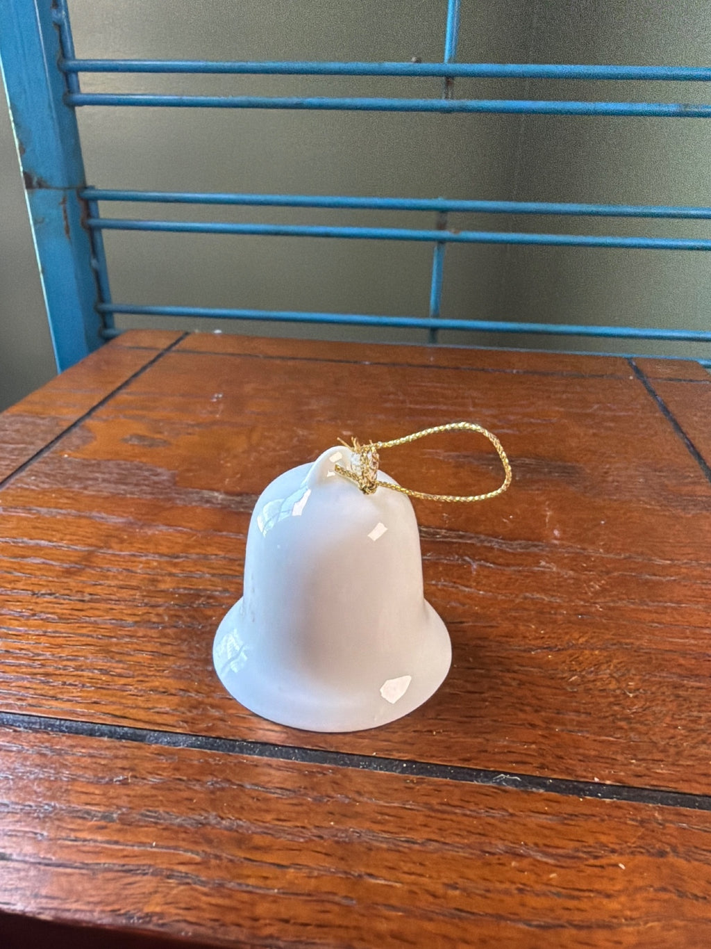Russ Christmas Ceramic Bell Ornament with Santa Claus Design