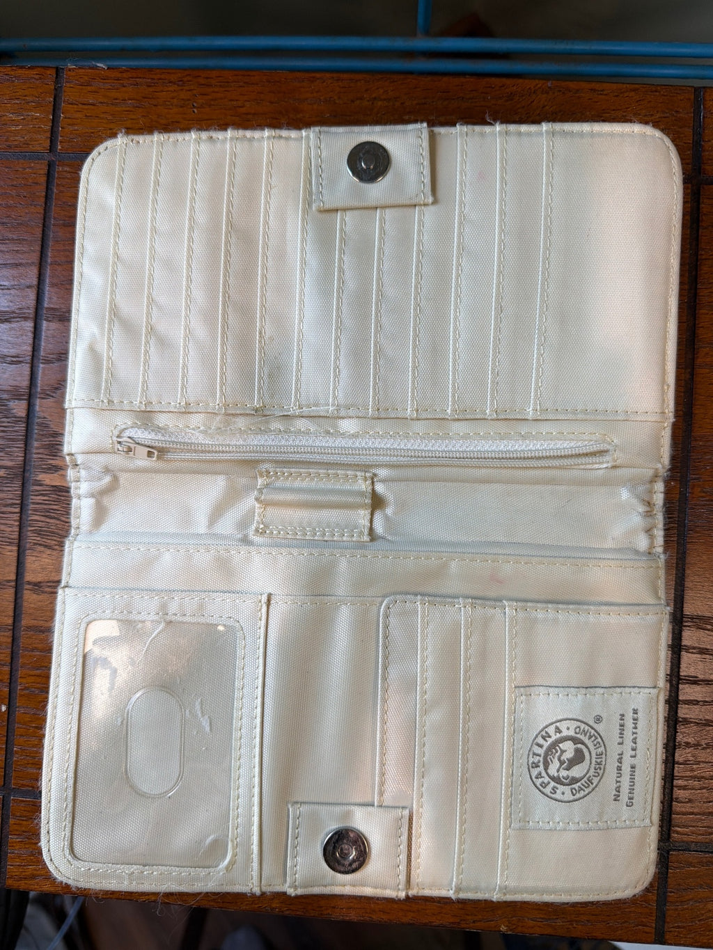 Spartina Brown and Cream Patterned Wallet with Snap Closure