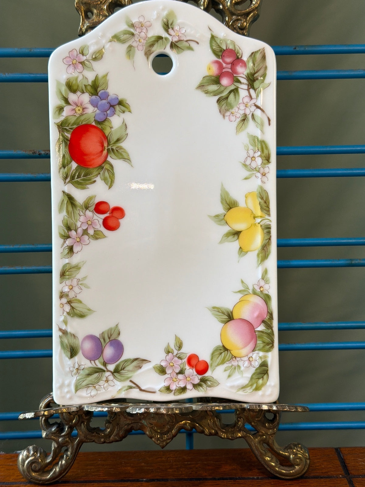 Andrea by Noritake Vintage Ceramic Serving Tray with Fruit Motif