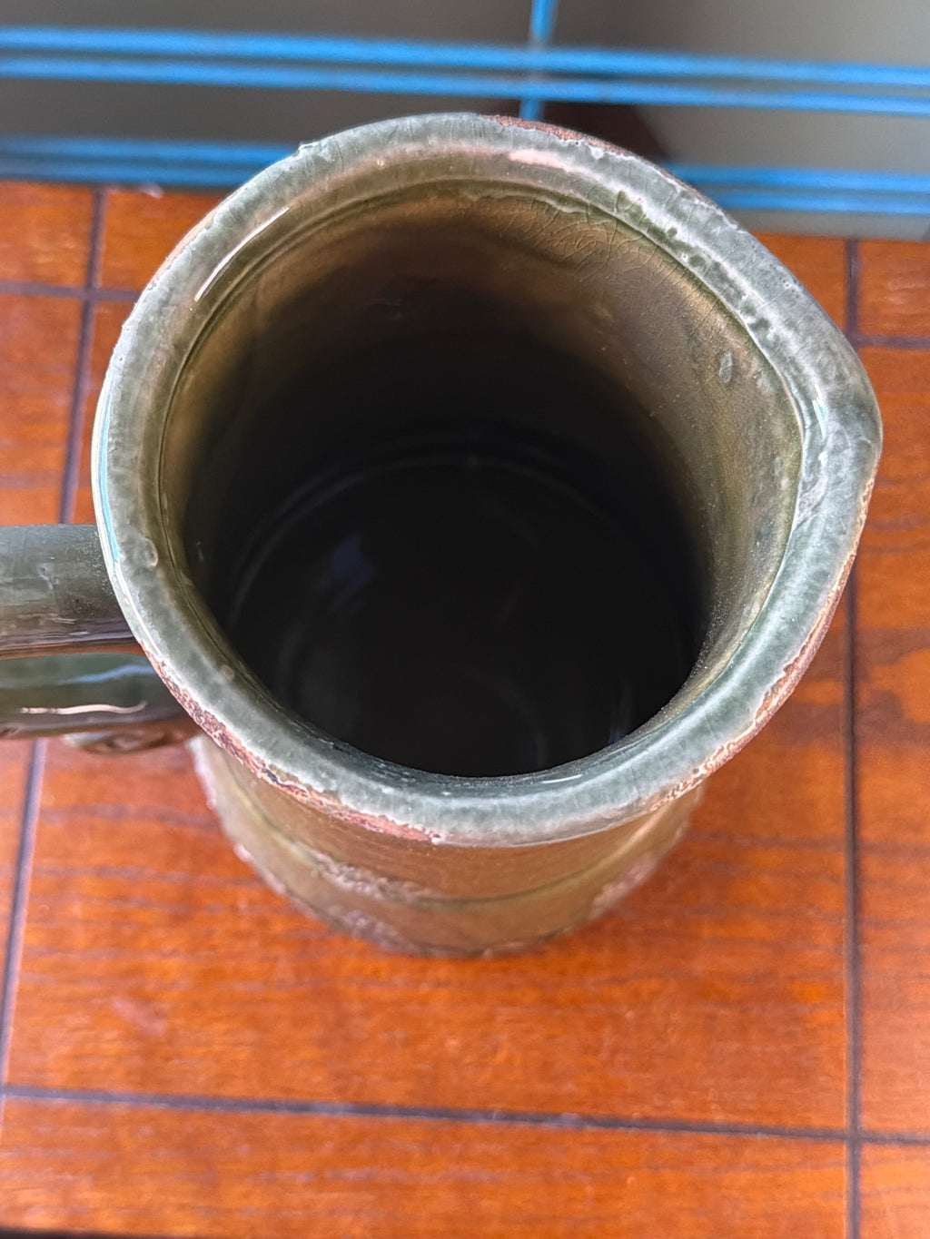 Vintage Green Ceramic Pitcher with Handle