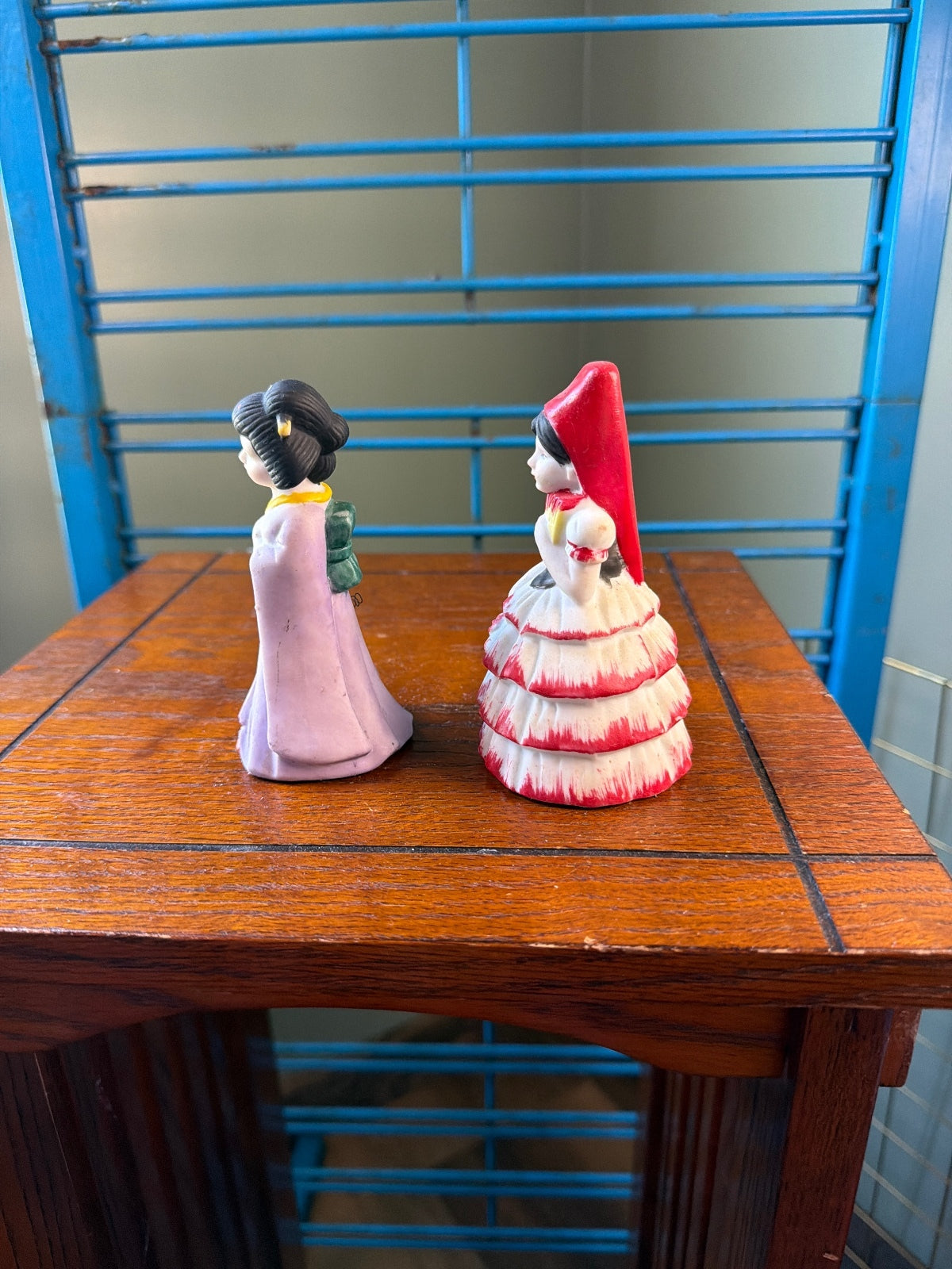 Vintage Flamingo Porcelain Figurines Set of 2 - Asian and European Ladies