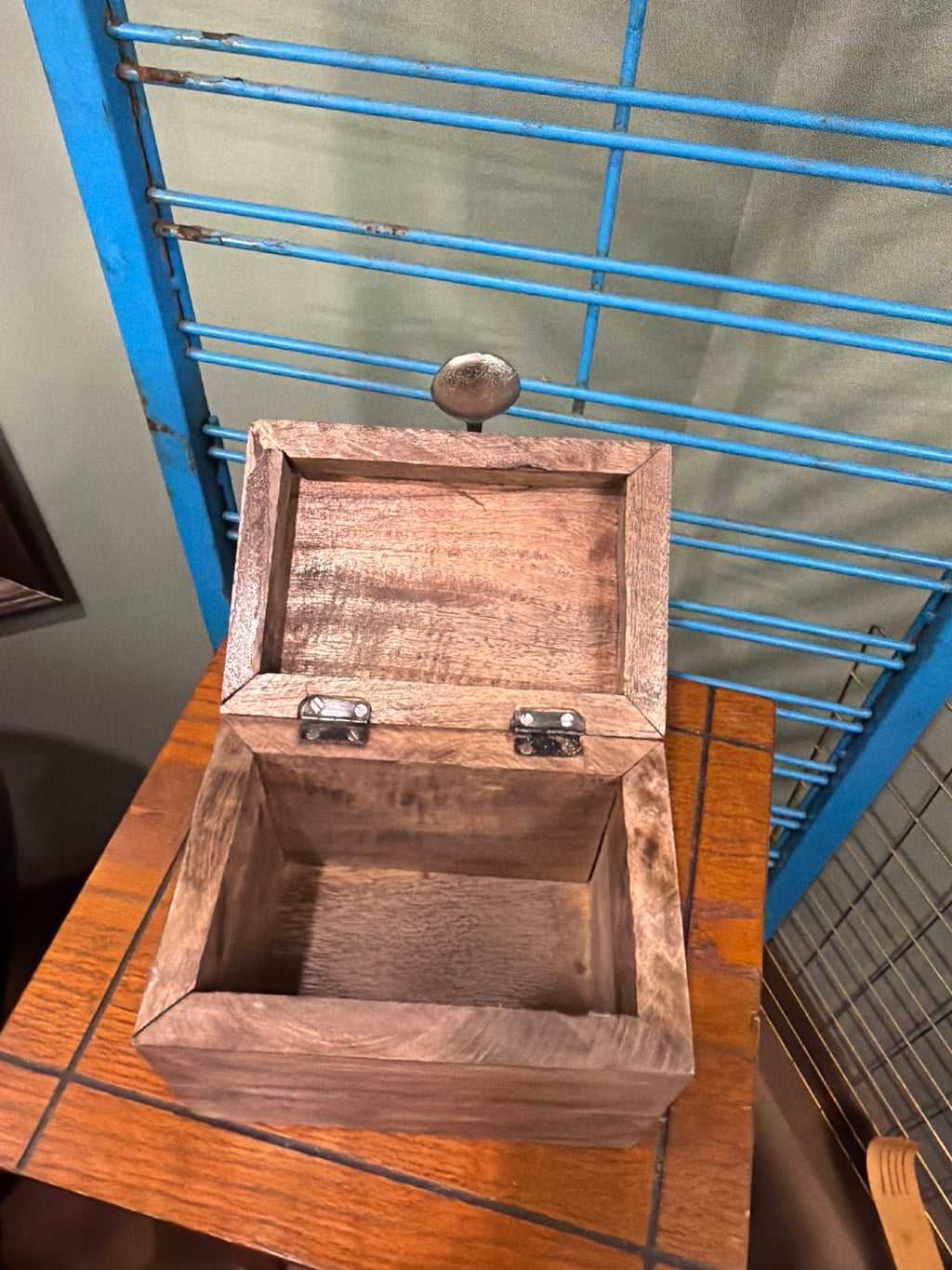 Wooden Recipe Box with Metal Spoon Handle