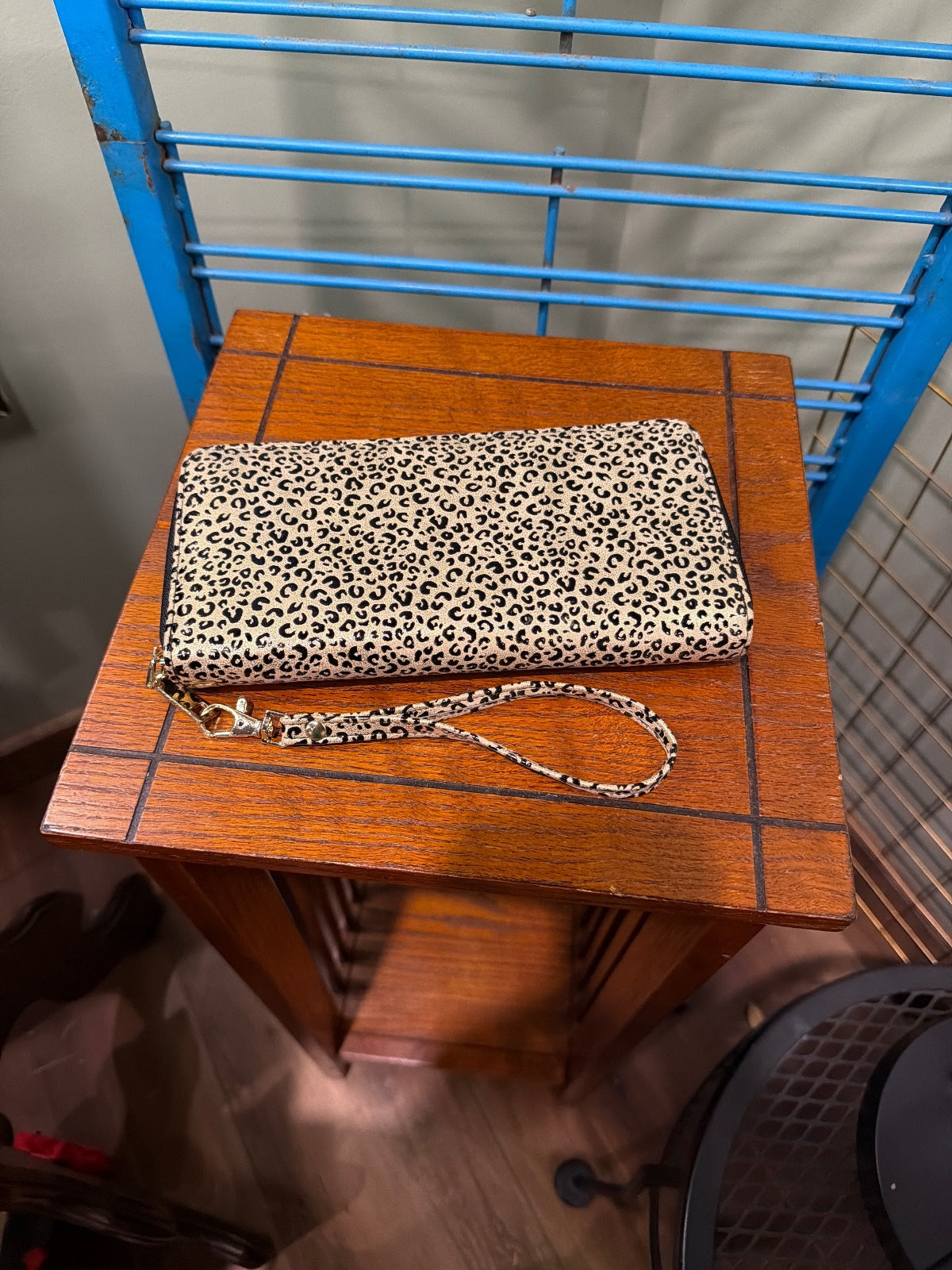 Leopard Print Zip-Around Wristlet Wallet