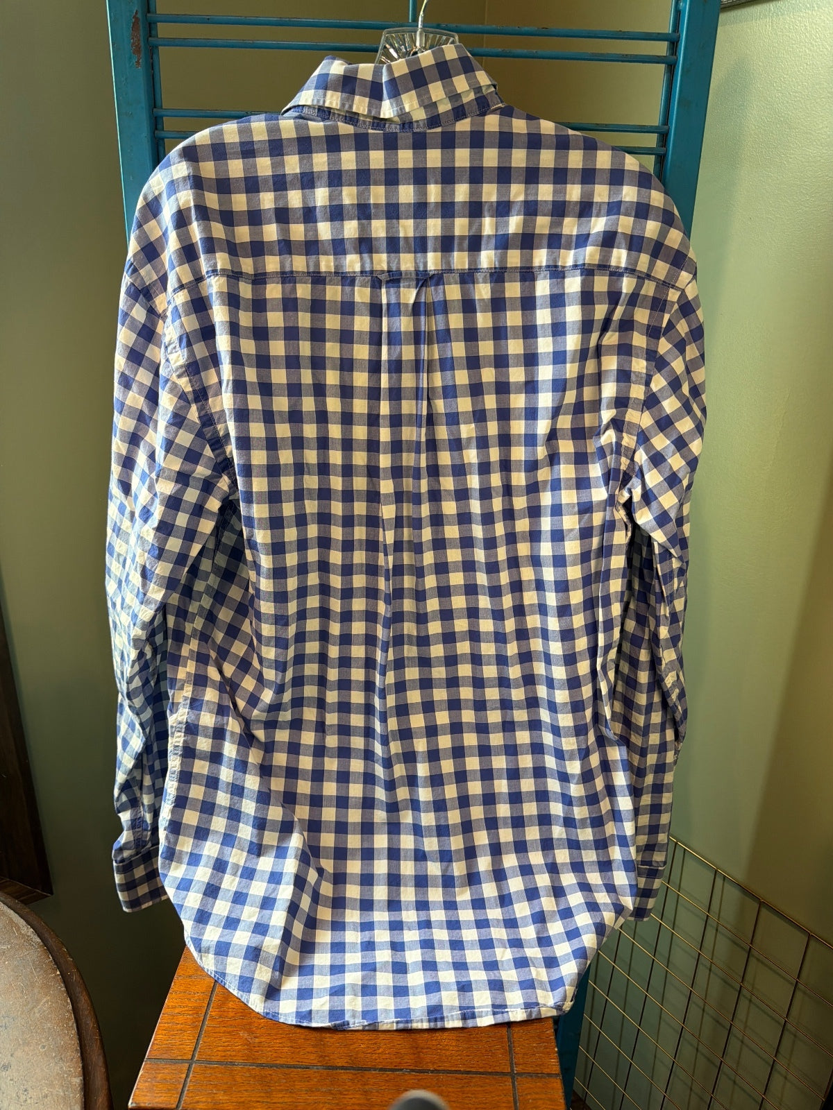 Cotton Brothers Blue and White Check Button-Up Shirt