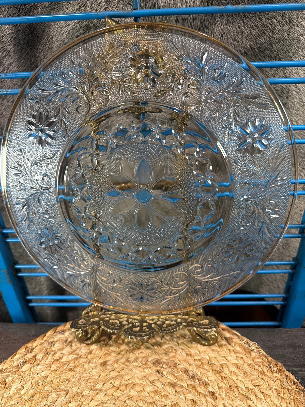 Vintage Anchor Hocking clear “sandwich” pattern plate