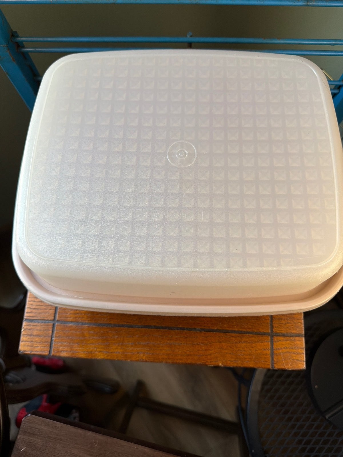 Vintage Tupperware Red and White Square Container with Lid