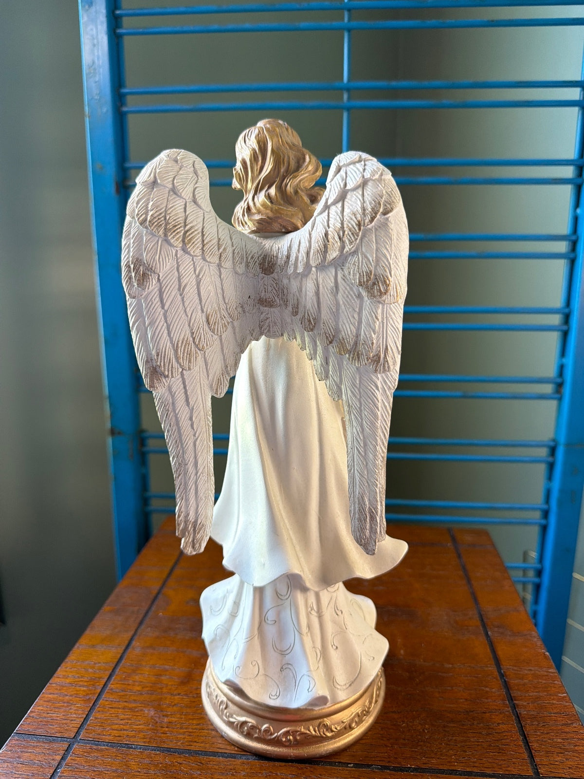 Decorative Ceramic Angel Figurine with Gold Accents