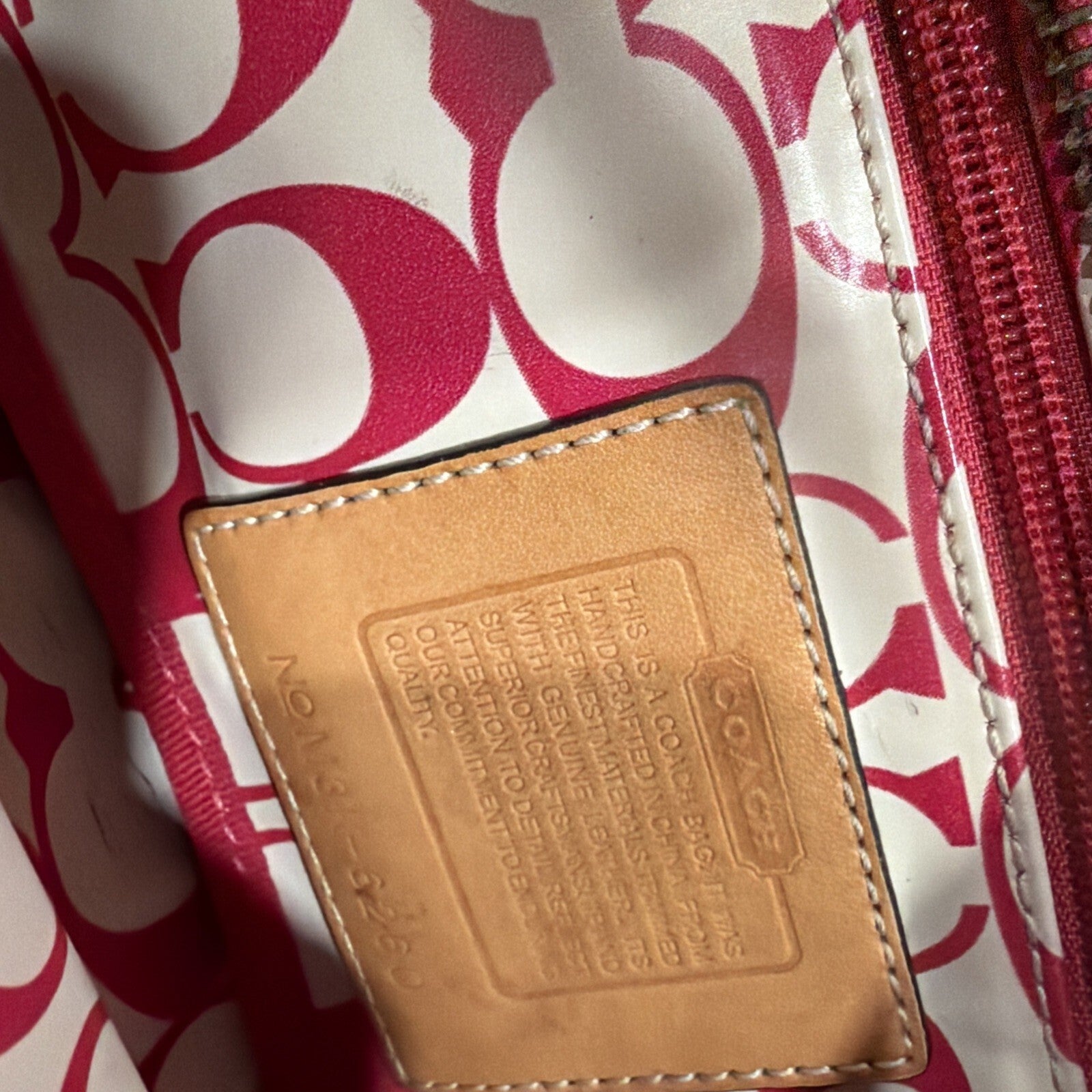 Coach Pink Nylon Tote Bag with Brown Handles