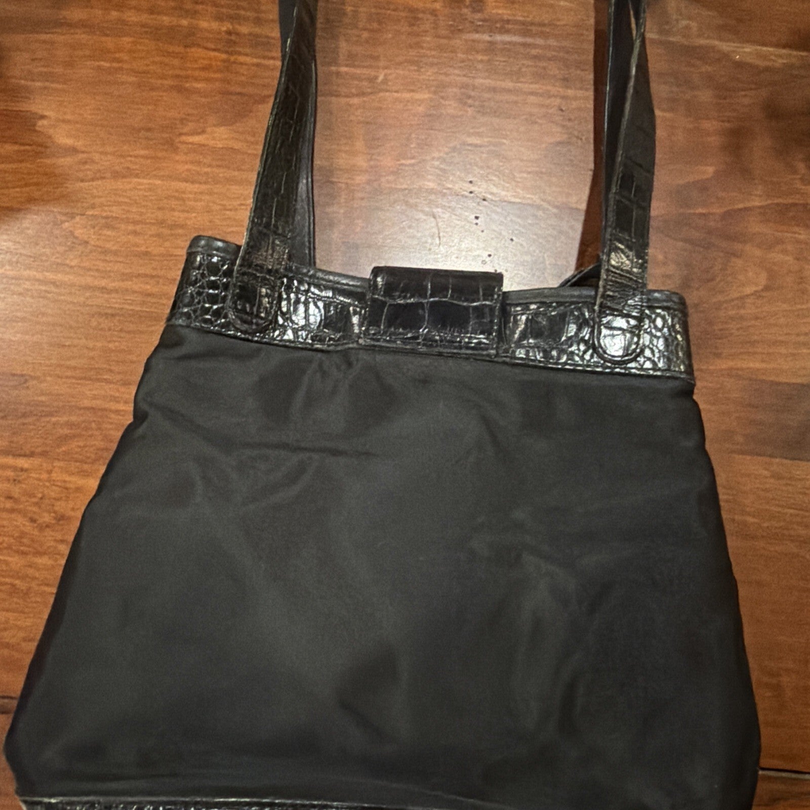 Brighton Purse No 765141 Black Leather Croc Embossed Shoulder Bag