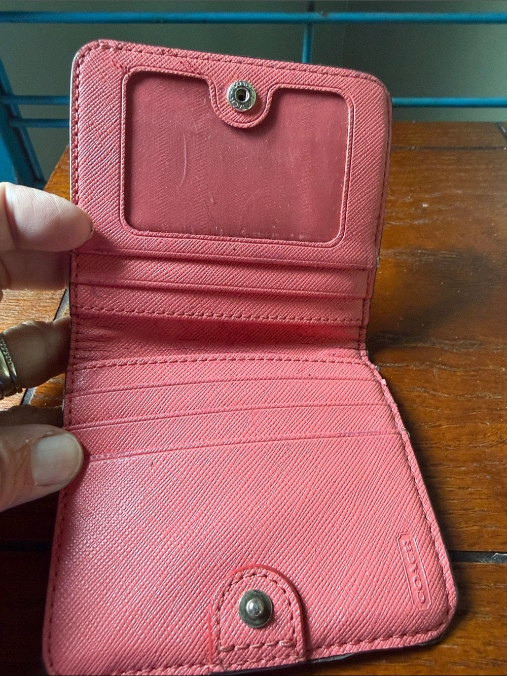 Coach Signature Canvas and Leather Compact Wallet
