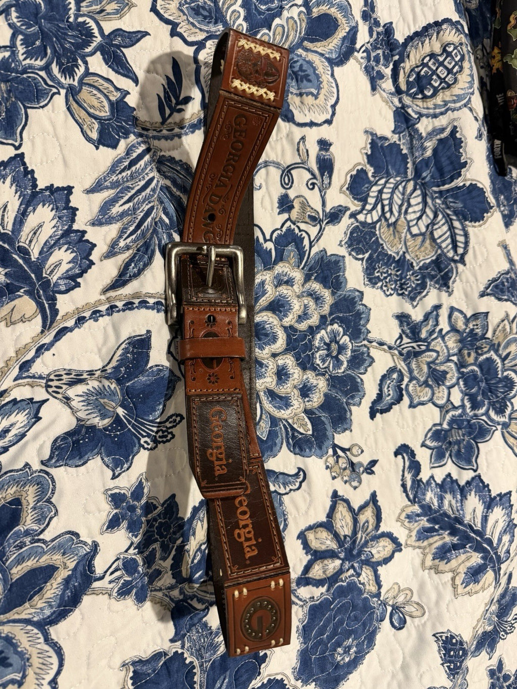Georgia Bulldog Leather Belt Size M